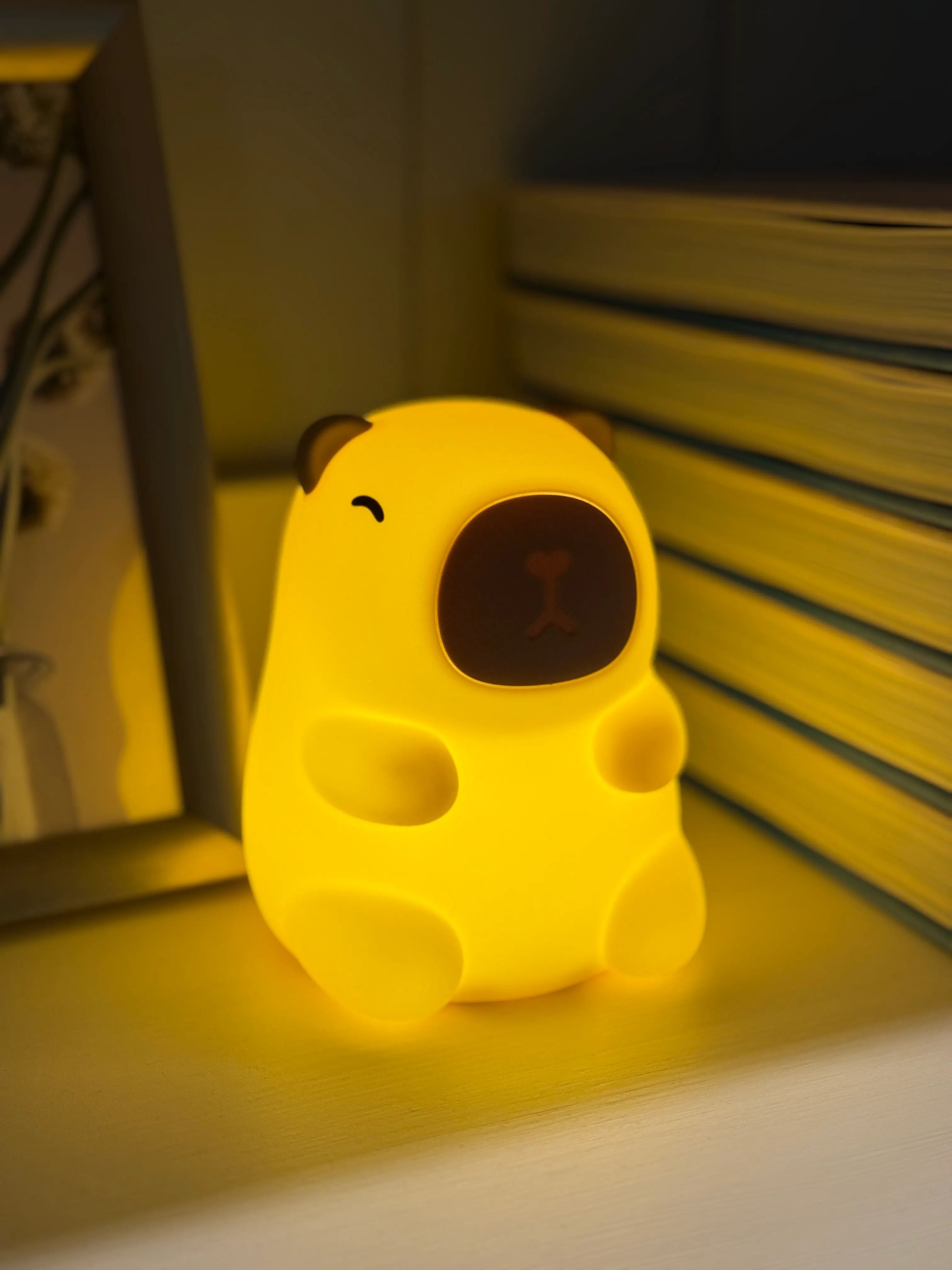 Capybara night light on a shelf