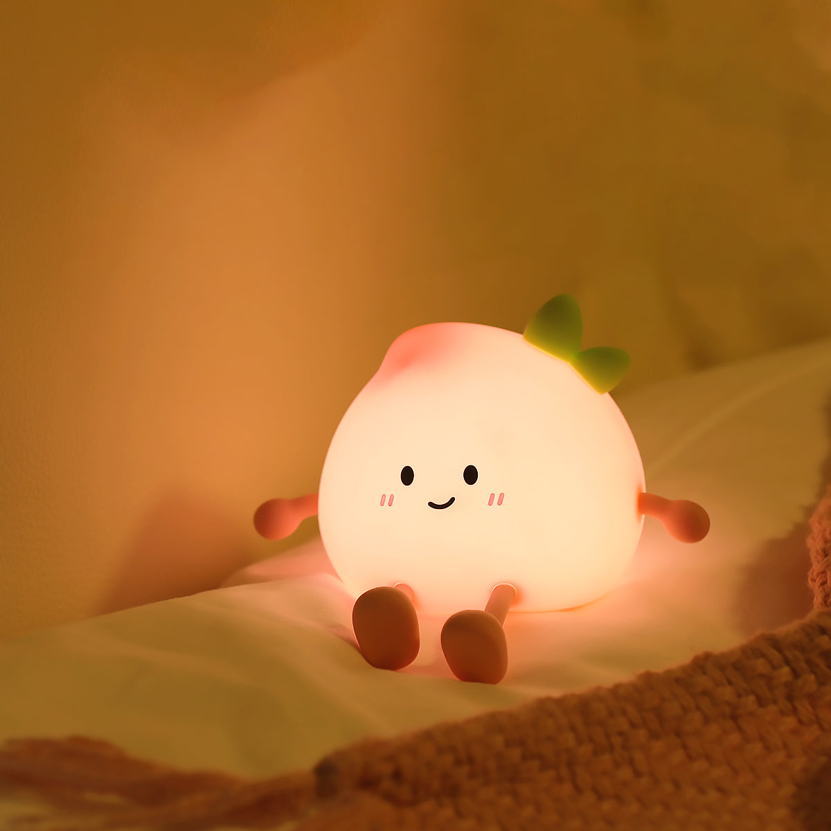 PikaPals Ultra-Soft Silicone Cute Peach Night Light